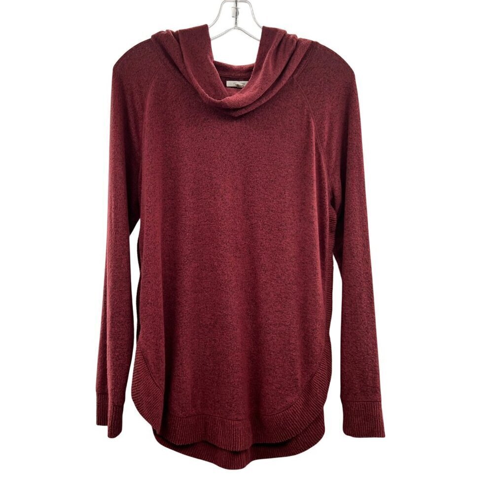 Maurices Women's Cowl Neck Pullover Sweater Round Hem Rosewood Size M Soft